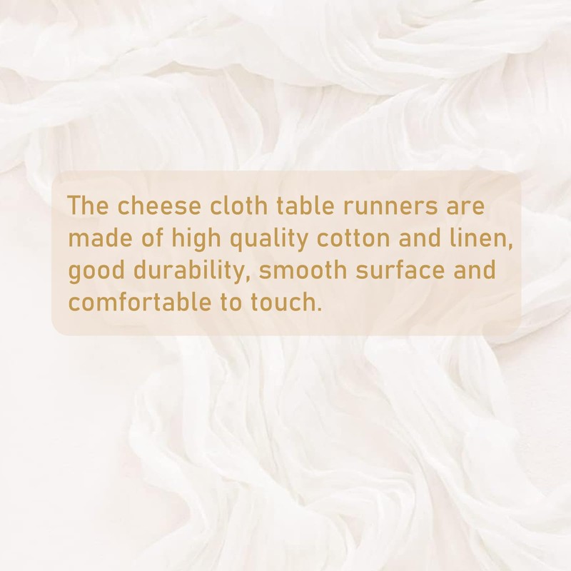 Table Runner White, Pack of 4 Table Runners Cheese Cloth,