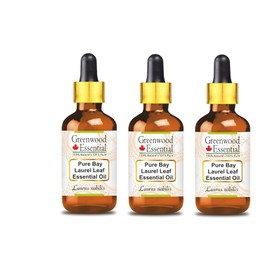 Greenwood Essential Pure Bay Laurel Leaf Essential Oil (Laurus nobilis) with Glass Dropper Natural Therapeutic Grade Steam Distilled (Pack of Three) 100 ml x 3 (10 oz)