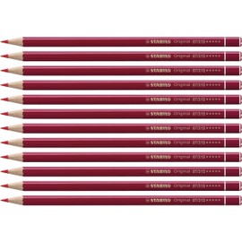 Premium Colouring Pencil - STABILO Original - Box of 12 - Permanent Red Deep