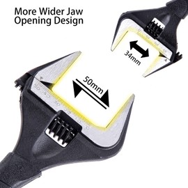 Sharp-tec Adjustable Spanner Set, Wide Jaw Opening Adjustable Wrench, Heavy-Duty Plumbing Tools for Plumbers, 6 inch/165mm and 10 inch/265mm
