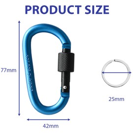 Ram® 3 Pack Locking Carabiner Aluminium Alloy D Ring Carabiners Hook Key Chain Padlock For Hiking Camping Travelling Fishing Backpack
