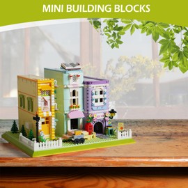 HOUXIPUPY Mini Cafe-Bookshop Building-Blocks Set- City Town Coffee Bookstore House Modular Building Book Nook Model Construction Building Blocks Bookend Collection Set 1699 PCS for Adults
