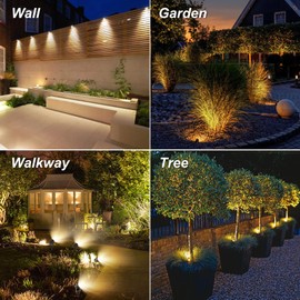 CREPOW Solar Spot Lights Outdoor, Landscape Spotlights IP65 Waterproof 9.8ft Cable, Dusk to Dawn Solar Uplights for Tree Garden Yard Driveway Porch Walkway Pool (6-in-1, 3000K Warm White)
