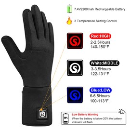 SAVIOR HEAT Heated Gloves, Battery Electric Heated Glove Liners for Men Women Ultra-Thin Hand Warmers Rechargeable Touchscreen Winter Gloves for Outdoor Sports, Black