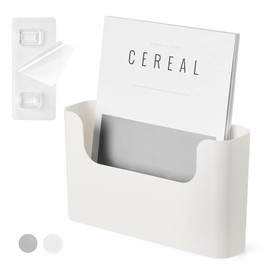 YOHOM No Drilling File Holder Wall Mails Magazines Organizer Adhesive Door Mount, Single Pocket, (White 1) (WHITE, 1 PCS)