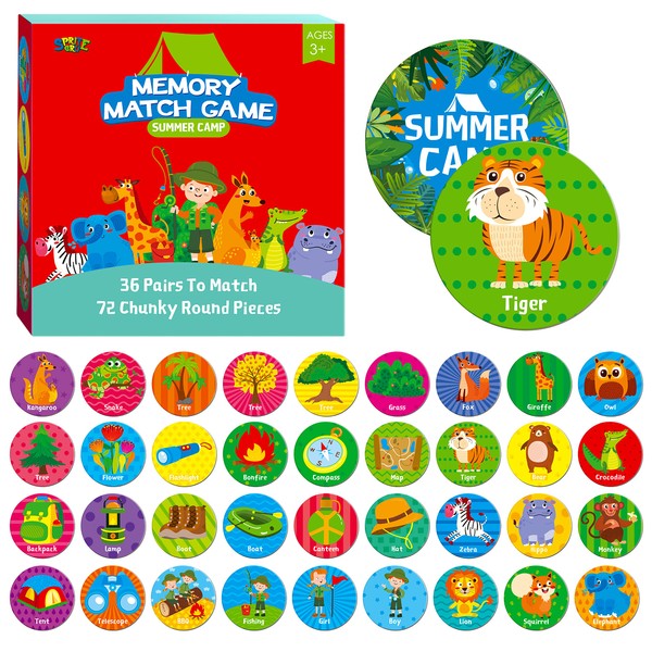 Memory Matching Game, 72 Pieces Matching Cards for Toddlers, Matching
