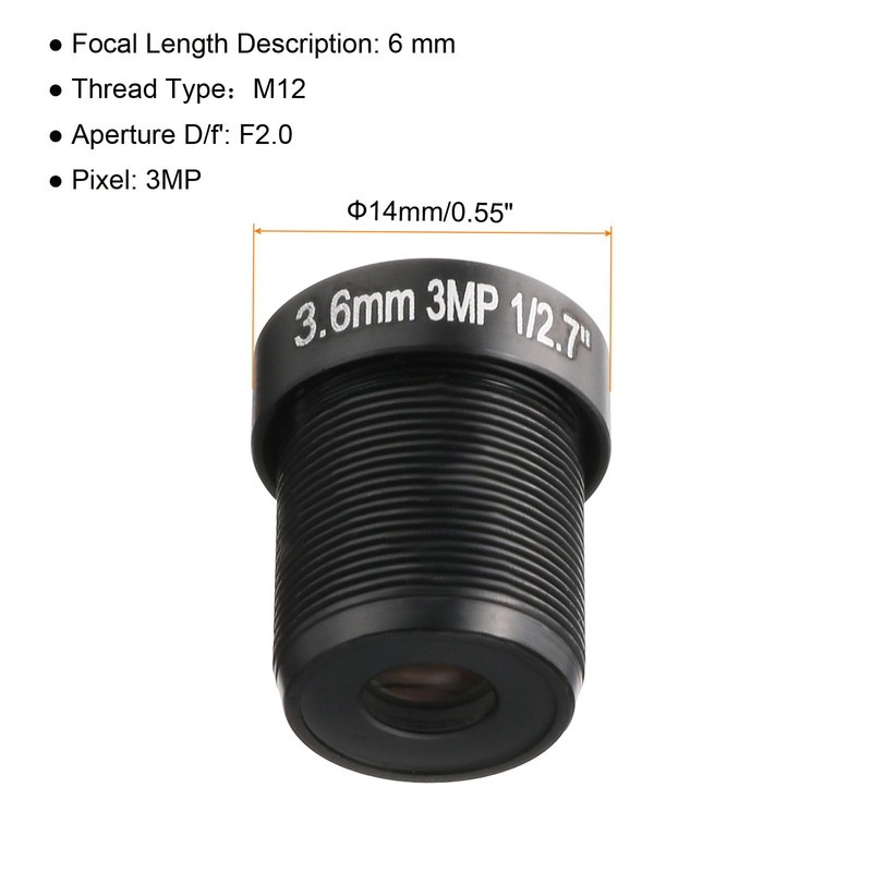Sourcing Map 3.6mm 3MP F2.0 FPV Wide Angle Security Camera