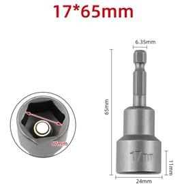 Nut Driver Socket 1PCS 17mm 1/4" Hex Shank Bit Socket Magnetic Nut Setter for Drills, Nut Driver, and Impact Socket Adapter