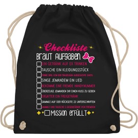 Shirtracer - Gym Bag Backpack - Bachelor Party Women - Checklist Bride Tasks - JGA To-Do List Bride, 01 black