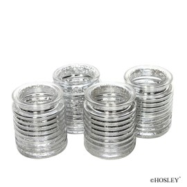 Hosley's Set of 4 Silver Glass Tealight Candle Holder- 3.54 Inch High. Ideal Farmhouse ift for Wedding, Party Favor, Spa, Home, Bridal, Reiki, Meditation. O9