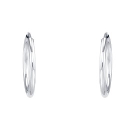 Amor Women's Creole Earrings 925 Sterling Silver with Synthetic Zirconia Silver Comes in Jewellery Gift Box, Silver, No Gemstone