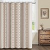 Boho Linen Shower Curtain for Bathroom with Striped Print,72" W