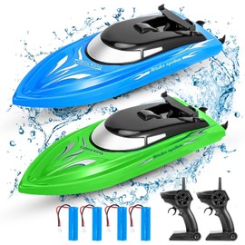 GarveeLife 2PACK RC Boat,Remote Control Boats for Kids and Adults,10km/H 2.4G High Speed Remote Control Boat,Fast RC Boats for Pools and Lakes with 4 Rechargeable Battery