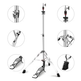 Straight Cymbal Stand + Boom Cymbal Stand + Hi Hat Stand + Snare Drum Stand + Drum Sticks Holder,Adjustable Drum Hardware Percussion Mount Holder Gear Set for Crash, Ride, Splash Cymbal (5 Pack Set)