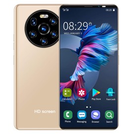 Mate40 Pro Smartphone Desbloqueado, Teléfono de Pantalla Completa HD de 5.45 '', SIM Dual, 514MB + 4GB, Cámara de Enfoque Automático de 0.3MP + 2MP, Desbloqueo Facial, con WIFI+BT+FM+GPS(dorado)