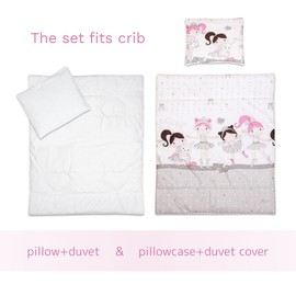 4 Piece Duvet Pillow Duvet Cover Pillowcase Baby 80x70 cm Bedding Set for Crib Bedside Crib or Travel Cot (City)