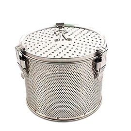 Minecook Commercial Grade D 6.3" X H 5.3" Genuine Stainless Steel 18/8 Perforated Tall Strainer - One Touch Lock System - Restaurant & Home Use - Extra Large