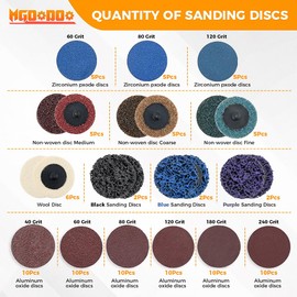 106Pcs Sanding Discs Set,2 inch Die Grinder Sanding Disc with 1/4 inch Holder for Milwaukee Die Grinder,Surface Prep Strip Grind Polish Burr Finish Rust Paint Removal