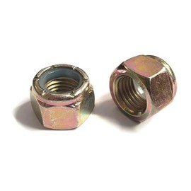 High Tensile Steel Lock Nuts, 7/16 UNF, Grade 8, Zinc Yellow, Nylon Insert, 10 Pack