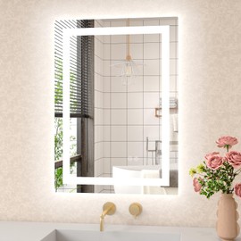 Twalsu 20x28 LED Mirror for Bathroom with Dimmable Bathroom Vanity Mirrors with Lights, Front and Backlit Anti-Fog Lighted Mirror, Tempered Glass Lights, 3 Colors Light Modes, Memory Function