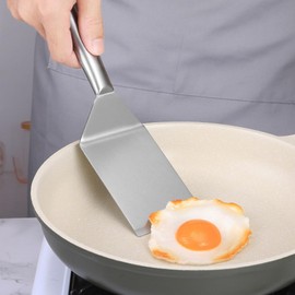 Kichvoe Espátula De Acero Inoxidable Para Panqueques Plancha De Metal Aleta Espátula De Cocina Pala Para Carne Espátula Para Freír Raspador Para Parrilla De Barbacoa Parte Superior Plana