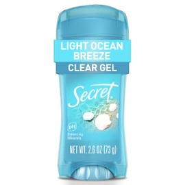 Secret Fresh Antiperspirant Deodorant for Women, 72hr Breathable Sweat & Odor Protection, Instant Freshness & Gentle, PH Balancing Minerals, Clear Gel, Light Ocean Breeze Scent, 2.6 oz