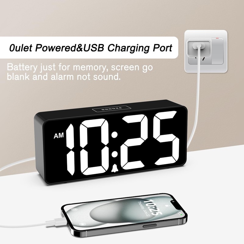 Welgo Senior Friendly Digital Alarm Clock, 7.5 Inches Large Display,