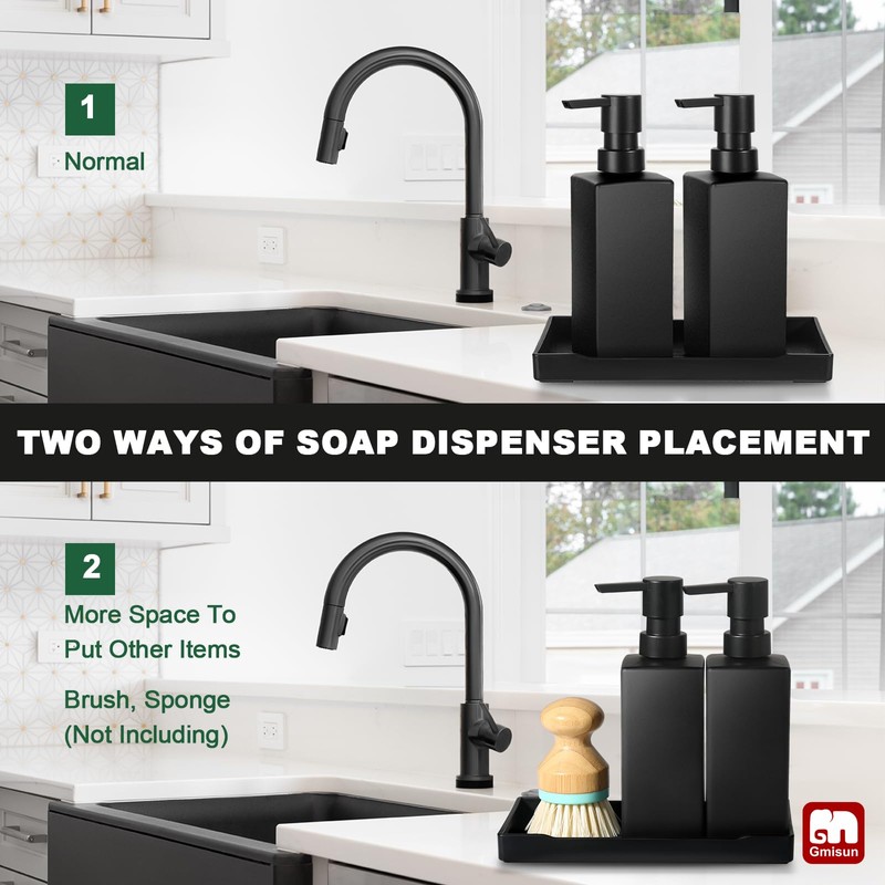 GMISUN Kitchen Soap Dispenser Set, Hand and Dish Soap Dispensers,