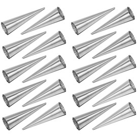 20 Pcs Stainless Steel Big Screw Croissant Mould Form Tubes,Non-Stick Cream Horn Cones, Cream Roll Mold Pastry Baking Mold - Christmas Anniversary Free Standing Pastry Cone Shaper