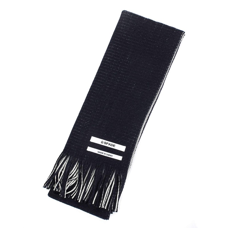 Spade w211 Men's Striped Scarf, Reversible Made in Japan, Front: