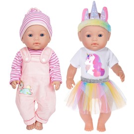 ebuddy 2 Sets Fashion Baby Doll Clothes Includes Romper Dress Hat Headband for 43 cm / 17 Inch Newborn Baby Dolls (Not a Doll)