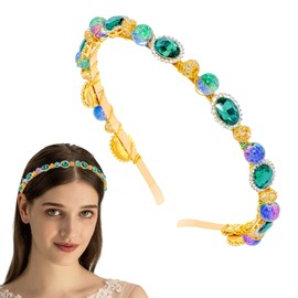 Maeaccx Baroqu Headband Fashion Vintage Headbands Green Rhinestone Metal Hair Accessories for Women (Green A.)