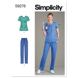 Simplicity Misses' Scrub Bottom and Top Packet, Code 9276 Sewing Pattern, Sizes 6-14, White