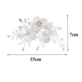 Flower Bridal Hair Clips Rhinestone Headpiece Hair Accessories for Women Brides Wedding Party(White)