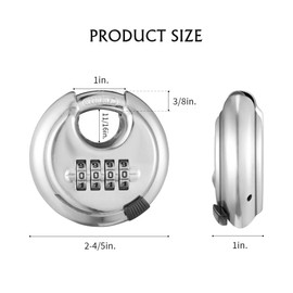 CINCINNO 4 Digit Combination Lock, Combination Disc Padlock with Hardened Steel Shackle Combo Padlock for Sheds, Locker, Storage Unit, Gym and Fence (4 Pcs)