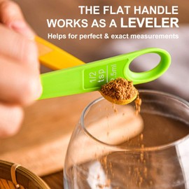 EigPluy Measuring Spoons, Set of 2 Plastic Measuring Spoons, Kitchen Measuring Spoon Sets for Measuring Dry and Liquid Ingredients, Dishwasher Safe (Colourful)