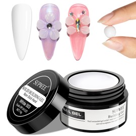 Supwee Gel Nail Extension for Non-Stick Hand Sculpture Builder Hard Gel with Dual Shape Flower Nail Strengthening Nail Art for Home DIY Nail Salon Lamp Cure Required 14 g (0.49 fl oz)