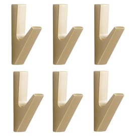 Wilsonzin Pack of 6 gold coat hooks, gold coat hooks, wall, multifunctional wall hook, vintage, towel hook, wall hook, coat rack for bedroom, living room, hallway