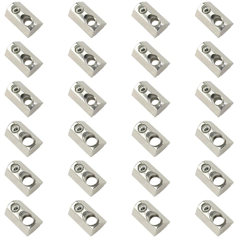24 PCS Half Round T Slot Nuts with Roll-in Spring