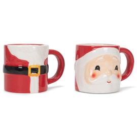 Transpac Y7831 Dolomite Stacked Santa Mug Set of 2, 7-inch Height