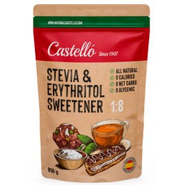 Castello since 1907 Stevia + Erythritol 1:8 Sweetener | 1g = 8g of sugar | 100% Natural Sugar Substitute - 0 Calories - 0 Glycemic Index - Keto and Paleo - 0 Net Carbohydrates - Non-GMO - 850 g
