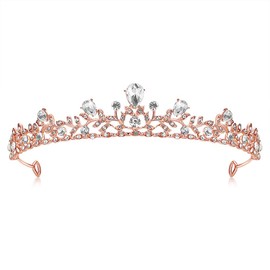 Lovelyshop Royal Crystal Princess Alloy Tiara Headpiece for Girls in Wedding Party-Rose Gold