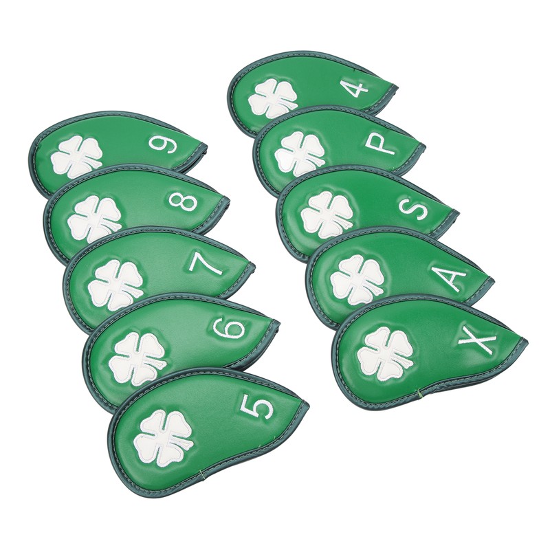 10 PCS Golf Club Head Covers Four Leaf Clover Pattern