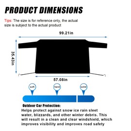 Car Rear Windshield Snow Cover, 57×35 Inch Anti Ice Frost Rear Windshield Protector, Windproof Oxford Back Window Cover, Winter Car Accessories for Cars, Trucks, SUVs, Lorries