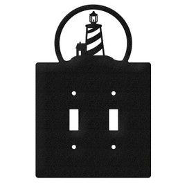 SWEN Products Lighthouse Wall Plate Cover (Double Switch, Black)