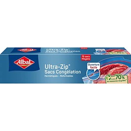 Albal Ultra Zip Medium Freezer Bags, Model 3L, 70% Recycled Resources, Triple Layer, Easy Open, Airtight Zipper, Food Safe, 27 x 24 cm