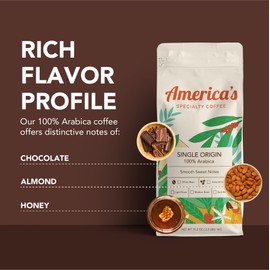 Single Origin Dark Roast Whole Bean Coffee, 100% Arabica, Rich Chocolate & Almond Notes – 12oz Bag