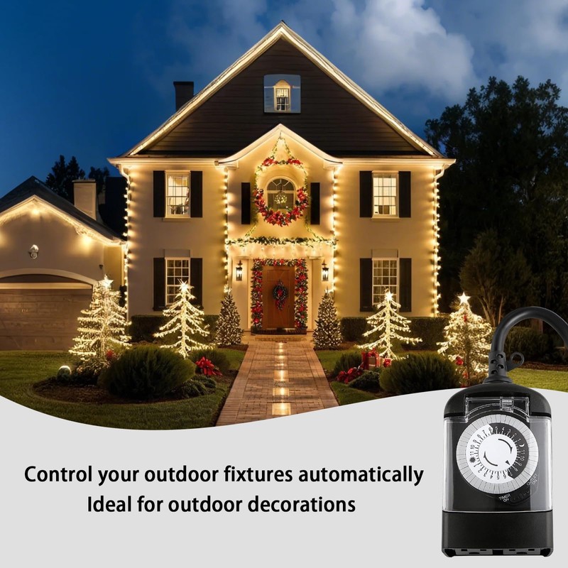 M EGA MEGACUBE Outdoor Timer Outlet Waterproof, 24 Hour Mechanical