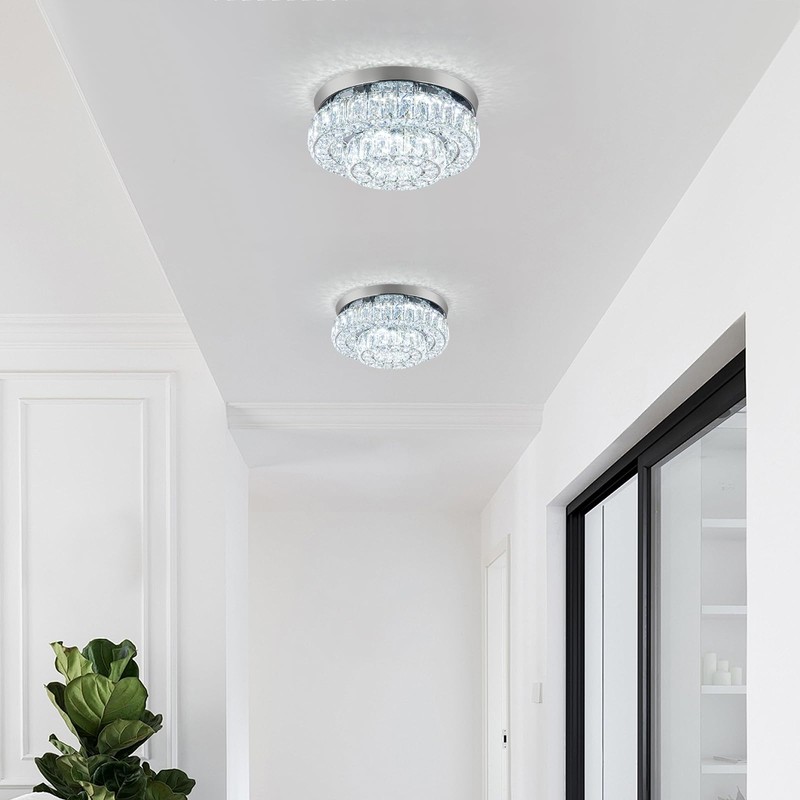 HongnuoFc 12 Inch Crystal Chandelier LED Ceiling Light 2 Tier