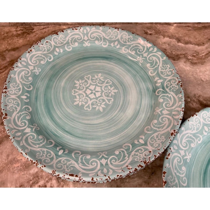 Cynthia Rowley Melamine Dinner Plates Blue Medallion Swirl Cynthia Rowley